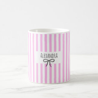 Namnränder rosa trendig modern handritad båge kaffemugg