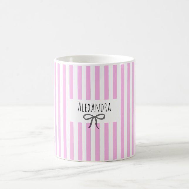 Namnränder rosa trendig modern handritad båge kaffemugg (Center)