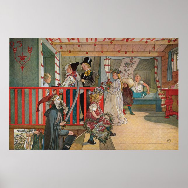 Namnsdag på härbret, Carl Larsson Poster (Framsidan)