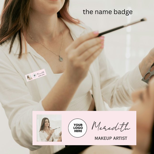 Namnskylt Blush Rosa Skriptlogotyp Foto Smink Namnbricka (Skapare uppladdad)