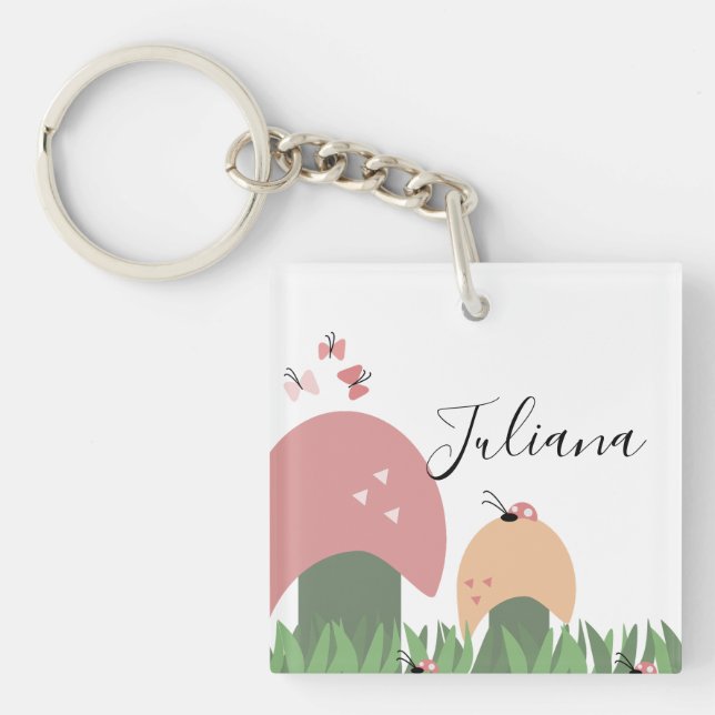 Namnskylt för nyckelpiga, fjärilar och svamp  (Framsidan)