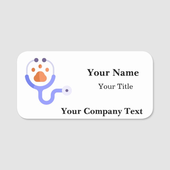 Namnskylt med veterinärlogotyp anpassad text namnbricka (Framsida)