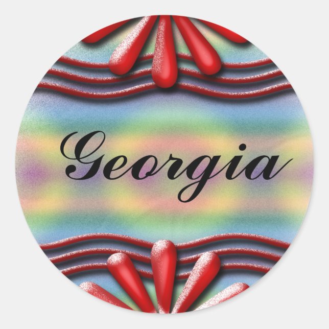 Namnskylt röd runt klistermärke (Framsida)