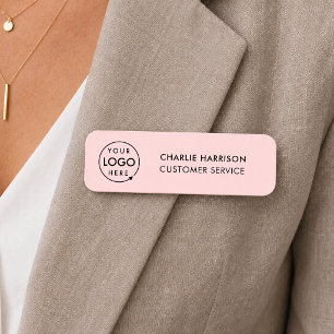 Namnskylt Rosa Magnetisk Logotyp för Personal Namnbricka