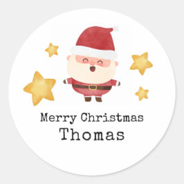 Namnstickers - Söt tomte God Jul Runt Klistermärke