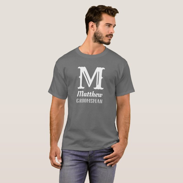 Namntecknad bröllopsgryta grå t shirt (Hel framsida)