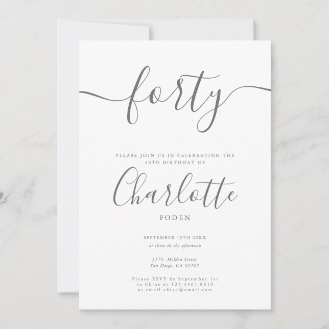 Namnteckning 40:e födelsedagen inbjudningar (Framsida)