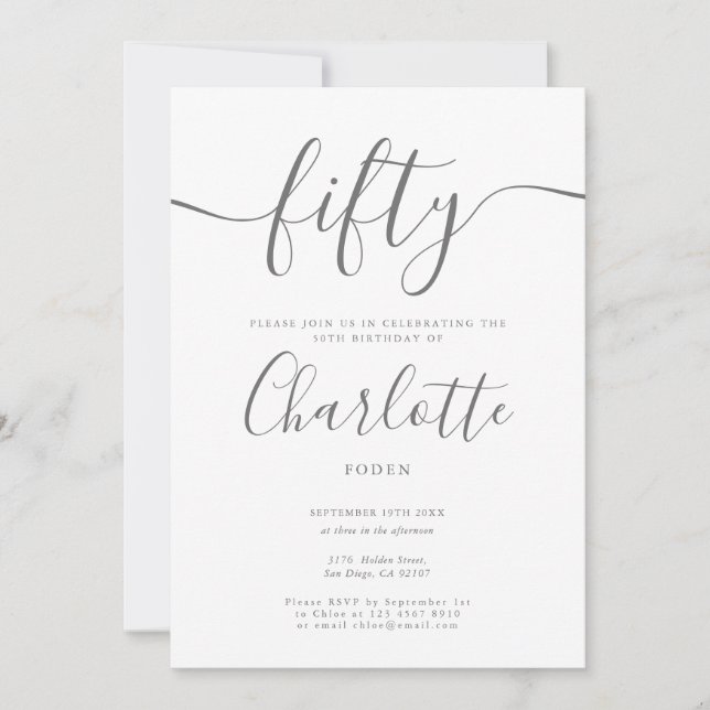Namnteckning 50:e födelsedagen inbjudningar (Framsida)