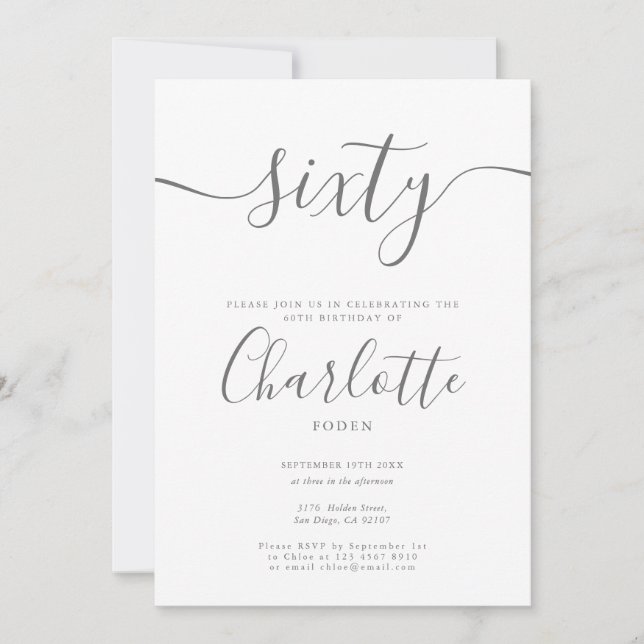 Namnteckning 60:e födelsedagen inbjudningar (Framsida)