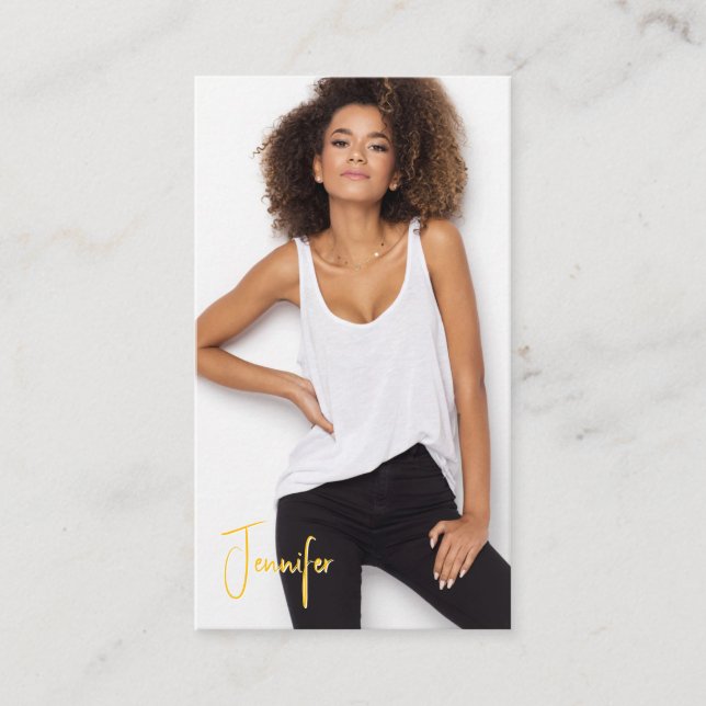 Namnteckning Affärskortet Talent | 2 Foton QR-kod Visitkort (Framsida)