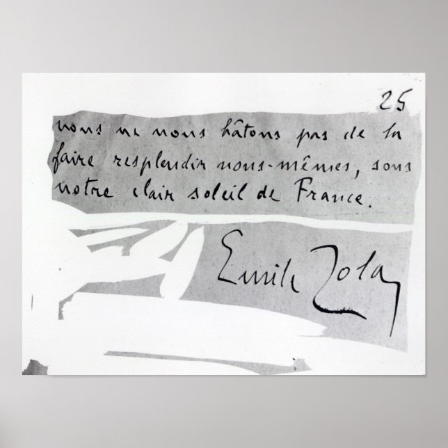 Namnteckning av Emile Zola Poster (Framsidan)