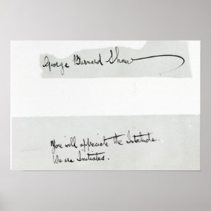 Namnteckning av George Bernard Shaw Poster