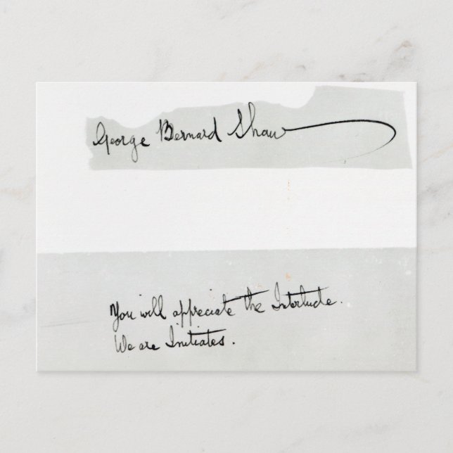 Namnteckning av George Bernard Shaw Vykort (Framsida)