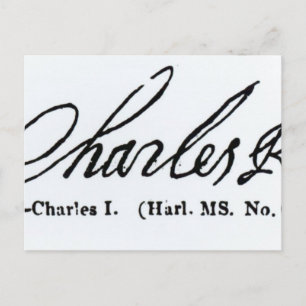 Namnteckning av Kung Charles I Vykort