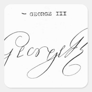 Namnteckning av Kung George III Fyrkantigt Klistermärke