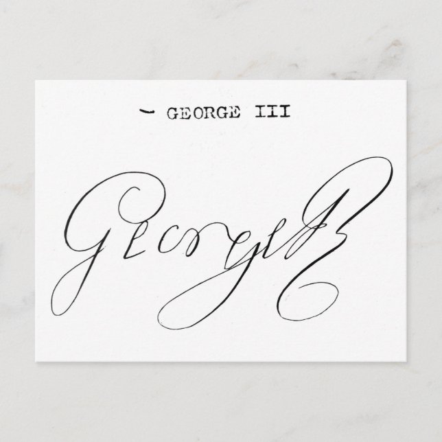 Namnteckning av Kung George III Vykort (Framsida)