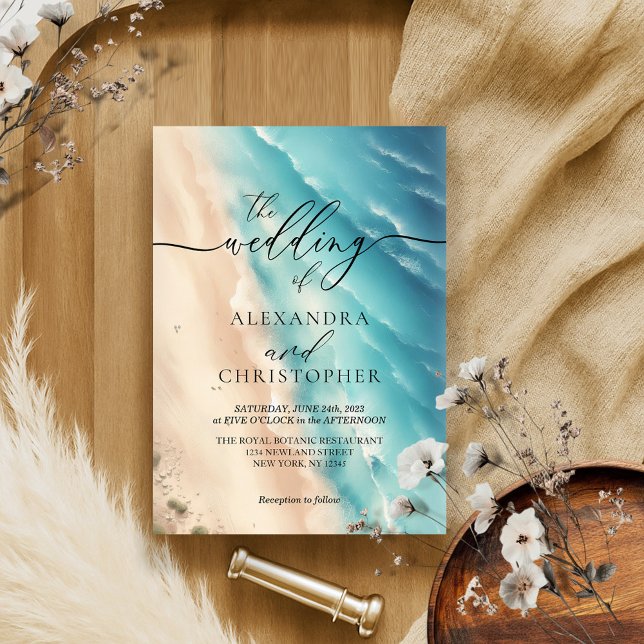 Namnteckning av Ocean Beach Watercolor Summer Inbjudningar (Skapare uppladdad)