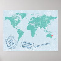 Namnteckning av Passport Frimärke World Map Guest