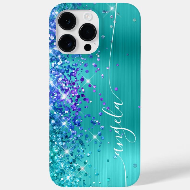 Namnteckning av turkos Blue och Lila Glittery Glam (Baksida)