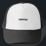 Namnteckning Bäran Anpassningsbar utskriven text v Keps<br><div class="desc">Anpassa stil med Truckerkepsen "Namnteckning" i Anpassningsbarna Text utskriven i ett fet vitt och svart färg-kombinationstecken. Designad med ett brandsäkert nät och en bekväm ryggstödsfunktion är det perfekten för vardaglig bära. Anpassningsbarnas textalternativ gör den unik för personlig använda, gåvor eller gruppprofilering. En snyggt och en mångsidig hatt som matchar alla...</div>