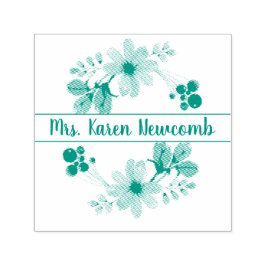 Namnteckning blommigt självfärgande stämpel