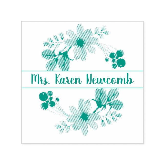 Namnteckning blommigt självfärgande stämpel (Design)