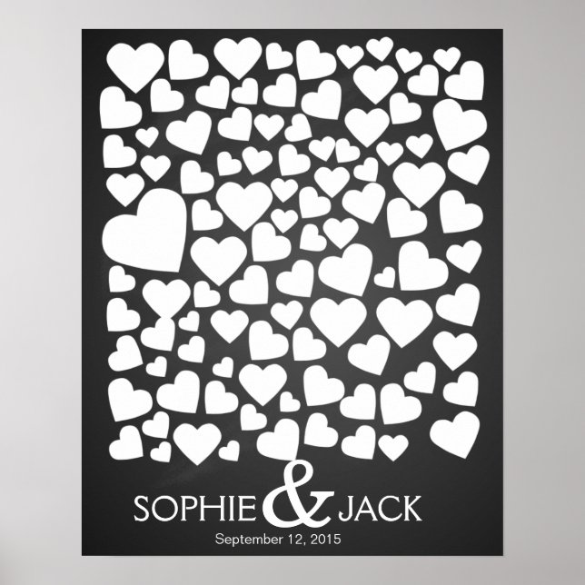 namnteckning bröllop gäst bok-hjärtan underteckna poster (Framsidan)