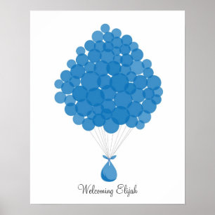 Namnteckning bubblor i baby - blått poster