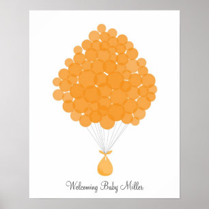 Namnteckning bubblor i baby - Orange Poster