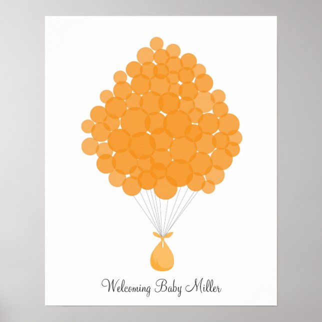 Namnteckning bubblor i baby - Orange Poster (Framsidan)