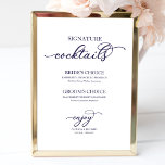 Namnteckning Chicen Beskär  - blått skript Poster<br><div class="desc">Poster Cocktails Chic Navy Blue Script namnteckning</div>
