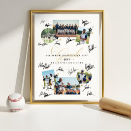 Namnteckning Coach Apprecition Photo Collage Team Poster