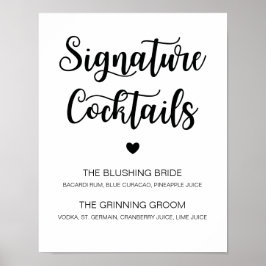 Namnteckning Cocktail Bröllop-signera Modern Calli Poster