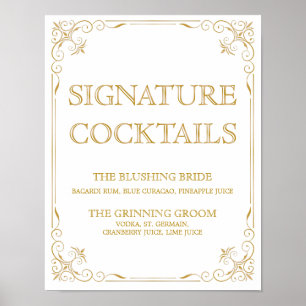 Namnteckning Cocktail Bröllop-tecken   Gatsby Art  Poster