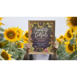 Namnteckning Cocktail Drink Menu för höstblommor Poster