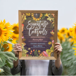Namnteckning Cocktail Drink Menu för höstblommor Poster