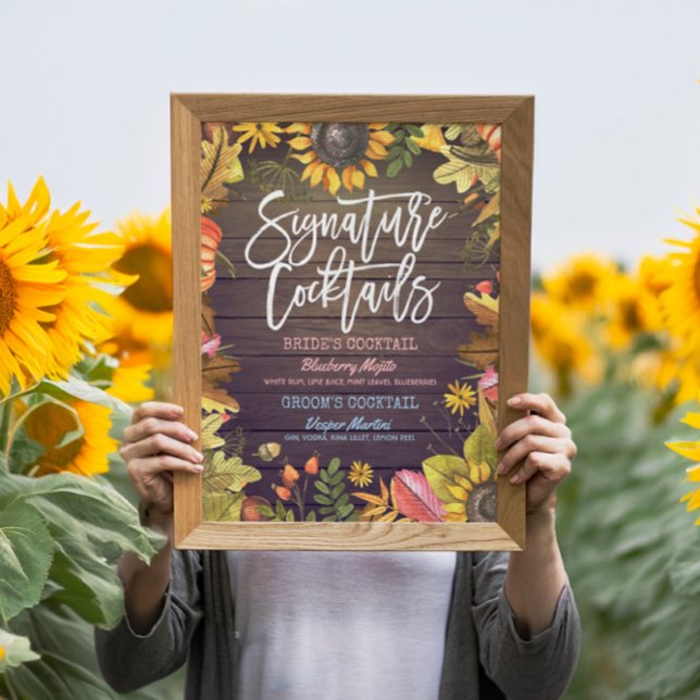 Namnteckning Cocktail Drink Menu för höstblommor Poster (Skapare uppladdad)