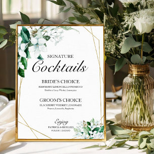 Namnteckning Cocktails Blommigt Geometry Greenery Poster