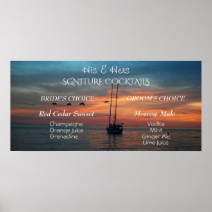 Namnteckning Cocktails Bride och Groom Summer Suns Poster