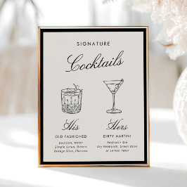 Namnteckning Cocktails Classic Calligraphy Old Mon Poster