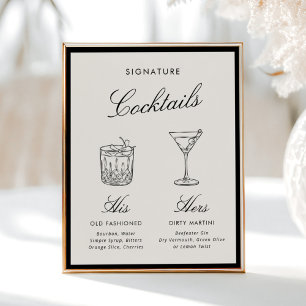 Namnteckning Cocktails Classic Calligraphy Old Mon Poster