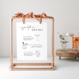 Namnteckning Cocktails Sign med Drink Illustration Poster