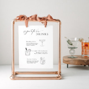 Namnteckning Cocktails Sign med Drink Illustration Poster