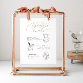 Namnteckning Cocktails Sign med Drink Illustration Poster
