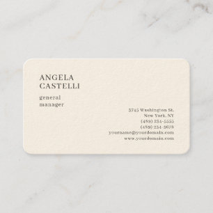 Namnteckning Cream Trendig Modern Minimalist Plain Visitkort