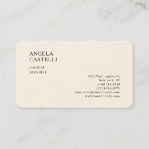 Namnteckning Cream Trendig Modern Minimalist Plain Visitkort
