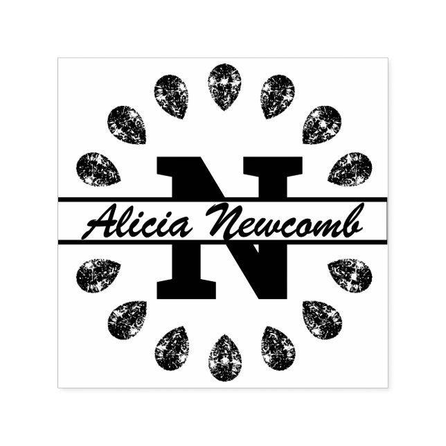 Namnteckning, Diamanter och Monogram Självfärgande Stämpel (Design)