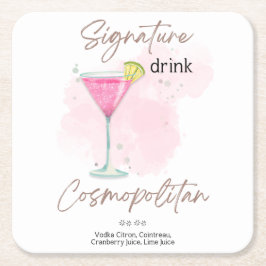 Namnteckning drink Cosmopolitan Underlägg Papper Kvadrat