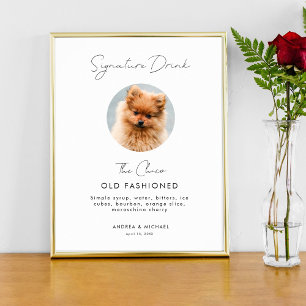 Namnteckning Drink Menu Pet Hund Photo Bröllop Sig Poster
