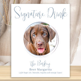 Namnteckning Drink Modern Dusty Blue Hund Pet Bröl Poster